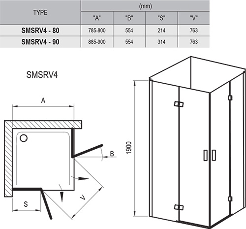 Cabine rectangulare SmartLine SMSRV4