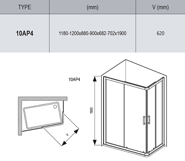 Cabina de dus 10° 10AP4