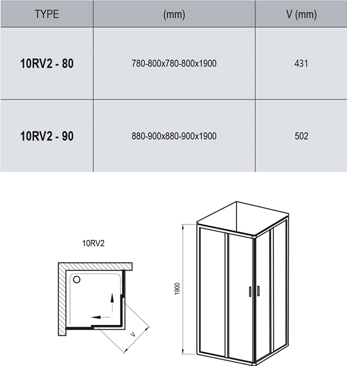 Cabina de dus 10° 10RV2