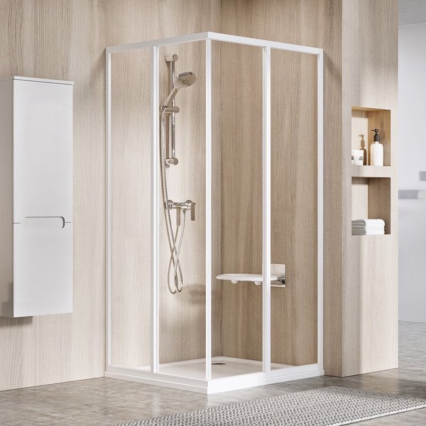 Cabina de dus SRV2-90 S alb+sticla Transparent
