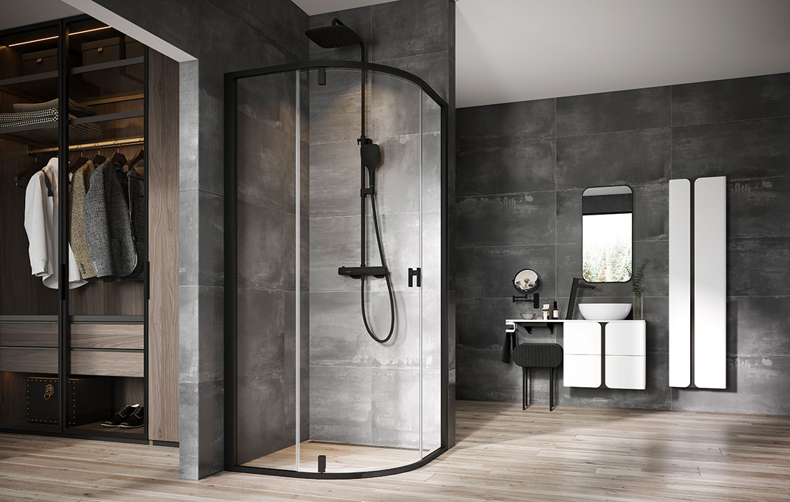 Cabina de duș Nexty NSKK3, cu un stil minimalist, potrivirea perfectă cu mobilerele Balance.