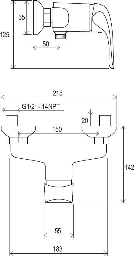 Baterii de duş Rosa 150 mm