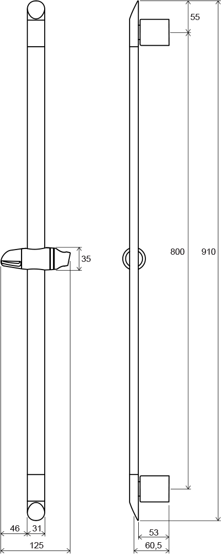 Suport culisant pentru duş 90 cm