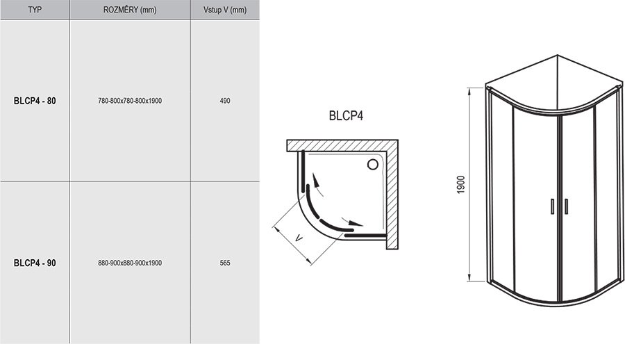 Cabine semirotunde Blix BLCP4