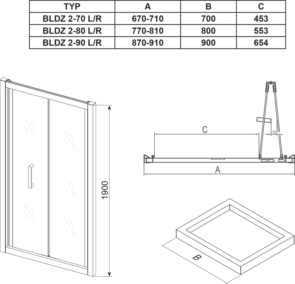 BLDZ2-90 cromat+sticlaTransparent