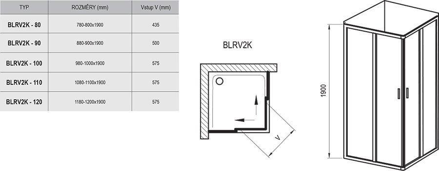 Uși de duș Blix BLRV2K+BLRV2K