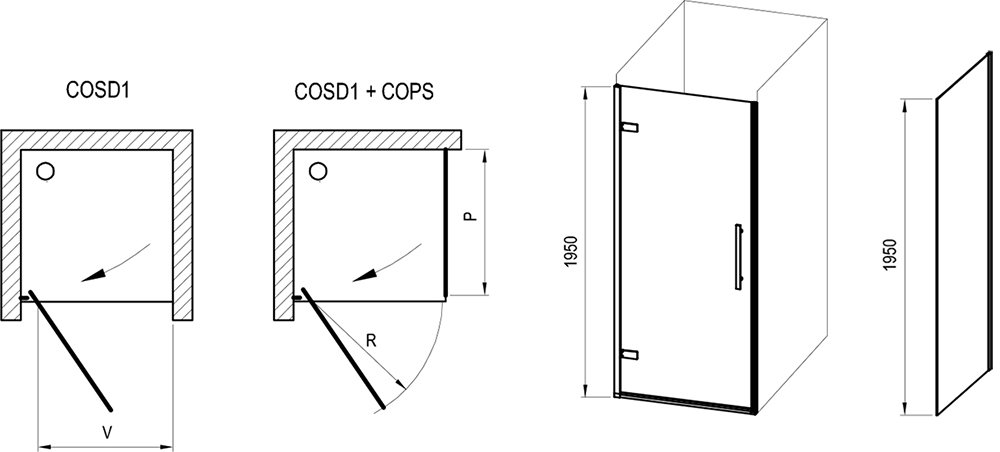 Cabine rectangulare Cool! COSD1 + COPS