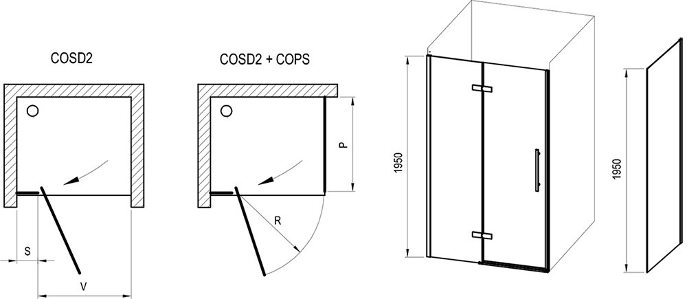 Cabine rectangulare Cool! COSD2 + COPS