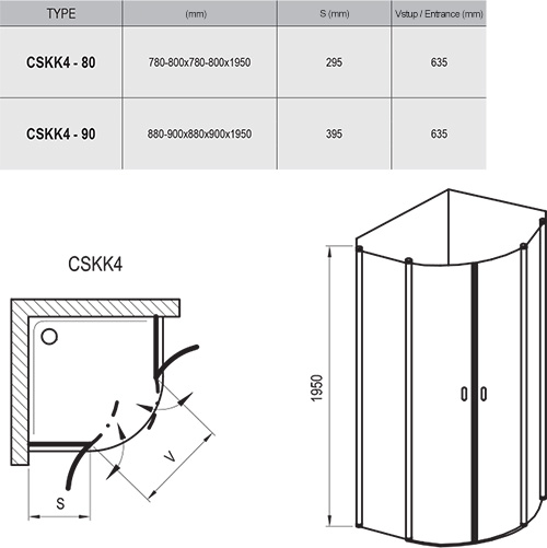 Cabină de duş semirotumdă CSKK4