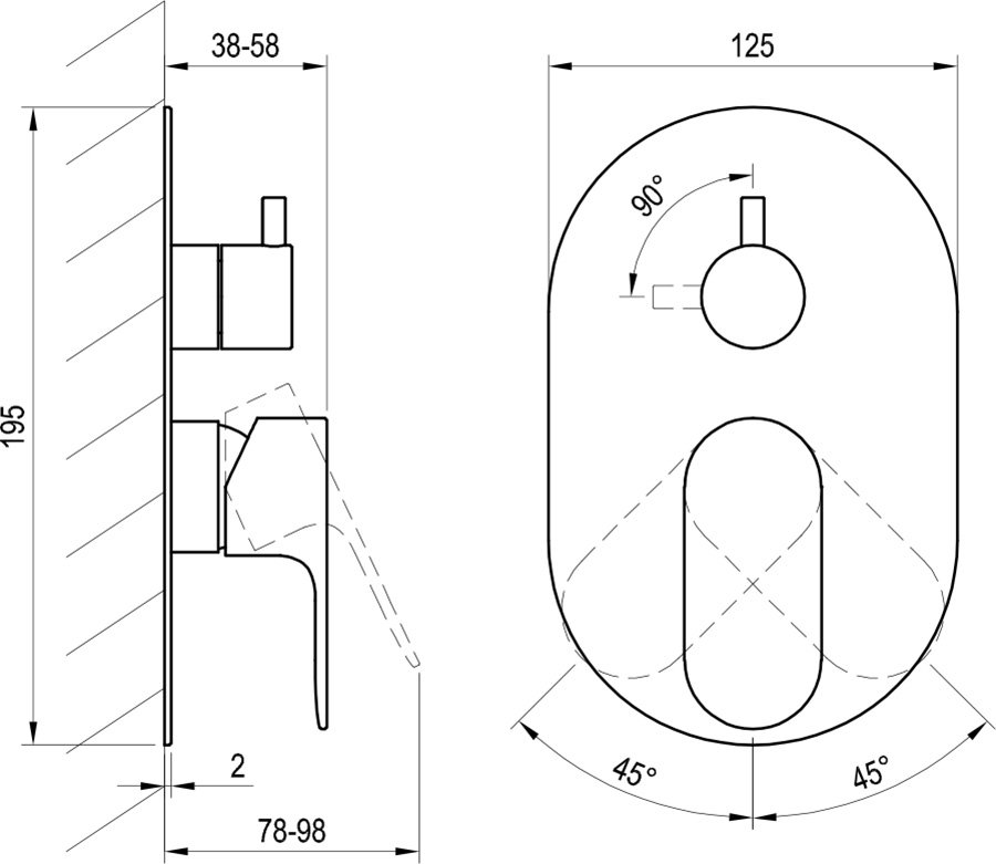 Baterie încastrabilă Eleganta EL 065.00, cu comutator, pentru R-box