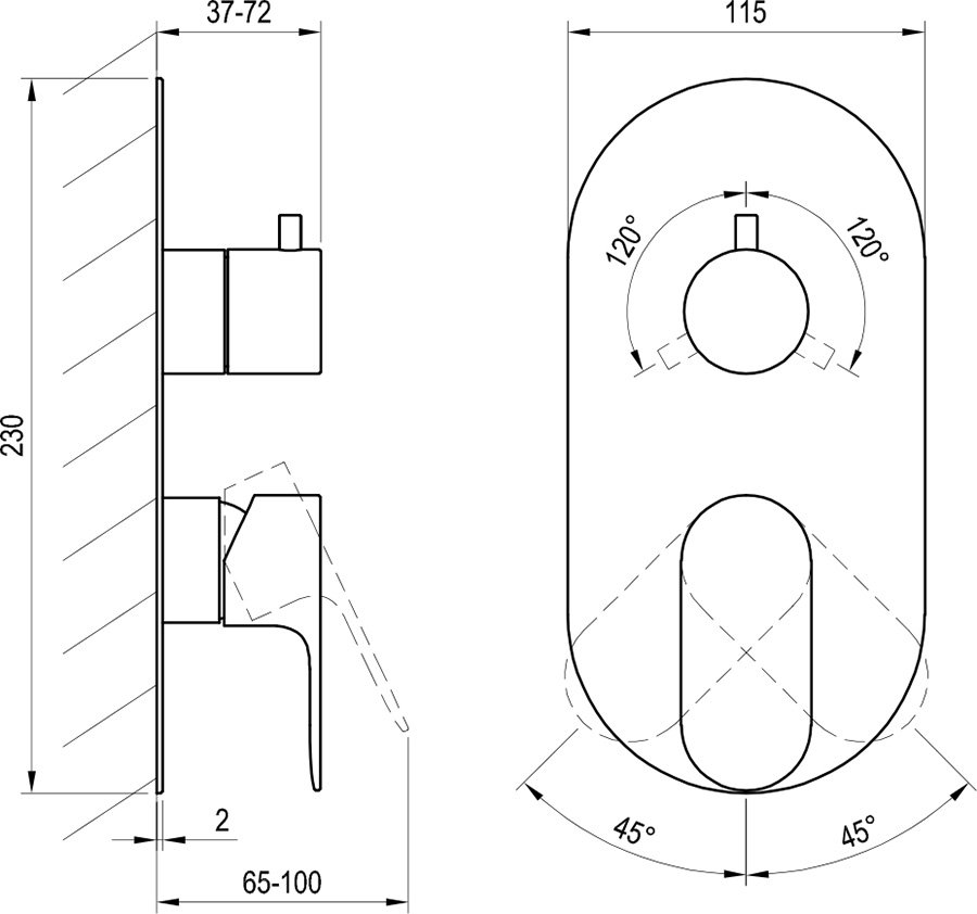 Baterie încastrabilă Eleganta EL 068.00, cu comutator, ptr R-box