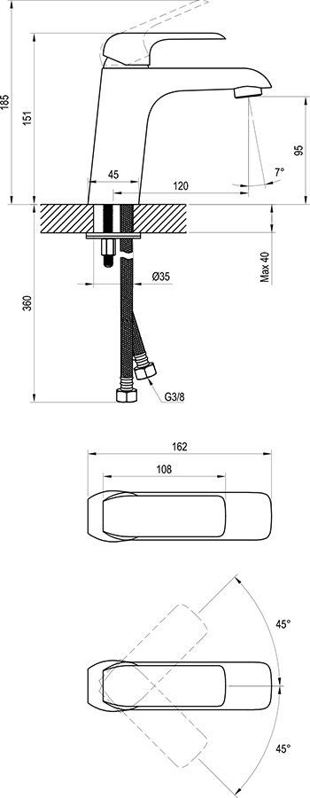 Baterii Flat fără ventil, pentru chiuvete