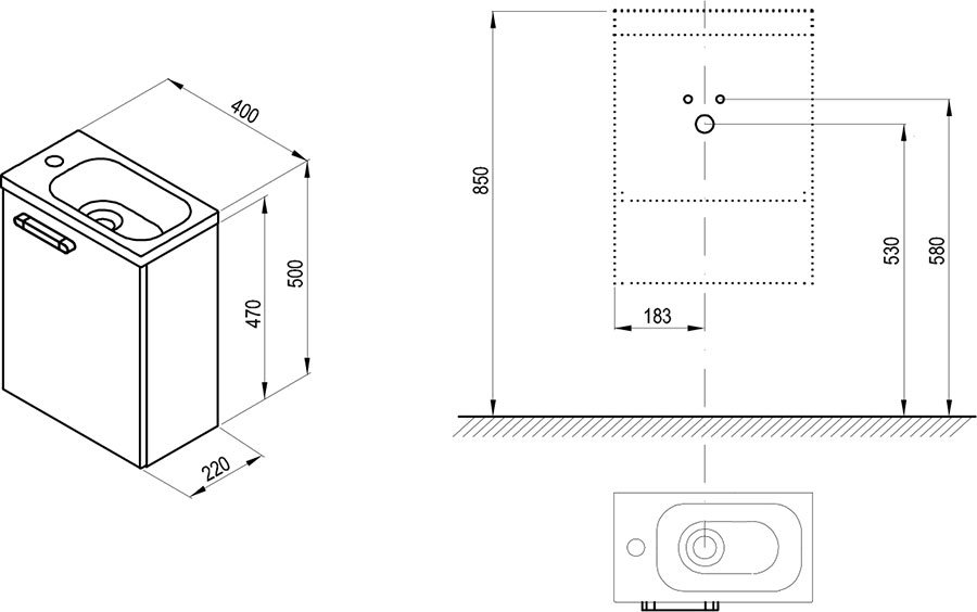 Mobiliere pentru chiuvete, SD 400 Chrome II