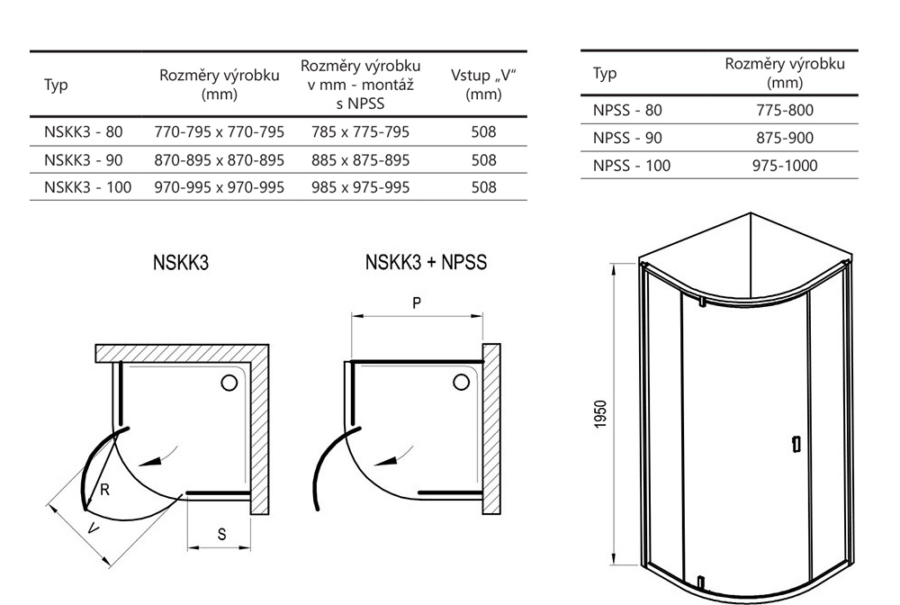 Cabine semirotunde Nexty NSKK3