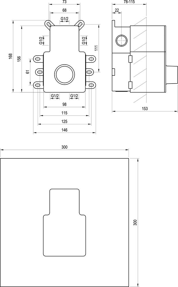 R-box Termo, corp de bază pentru baterii termostatice încastrabile