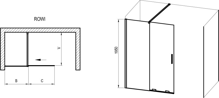 Cabină de duş rectangulară Roll ROWI