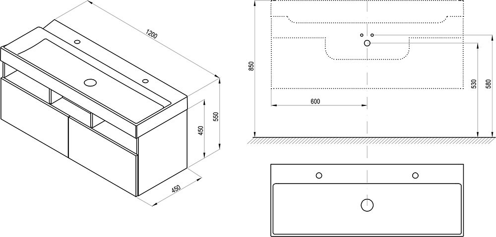 Mobilier pentru chiuvete, SD Natural 1200