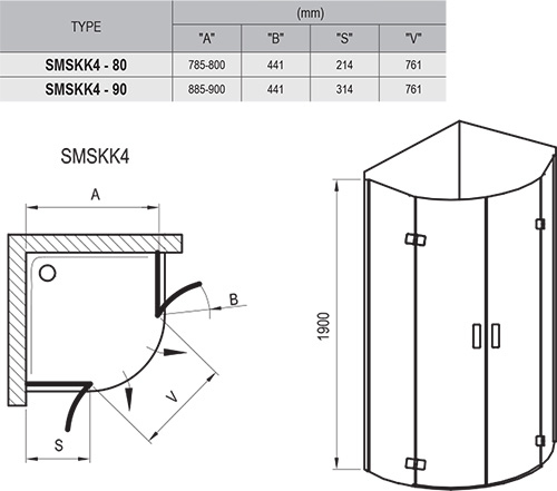 Cabine semirotunde SmartLine SMSKK4