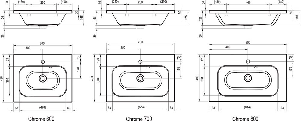 Chiuveta Chrome 600/700/800