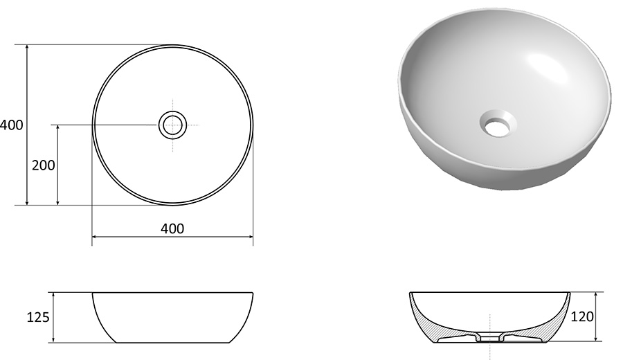 Chiuvete ceramice UNI 400 B SLIM