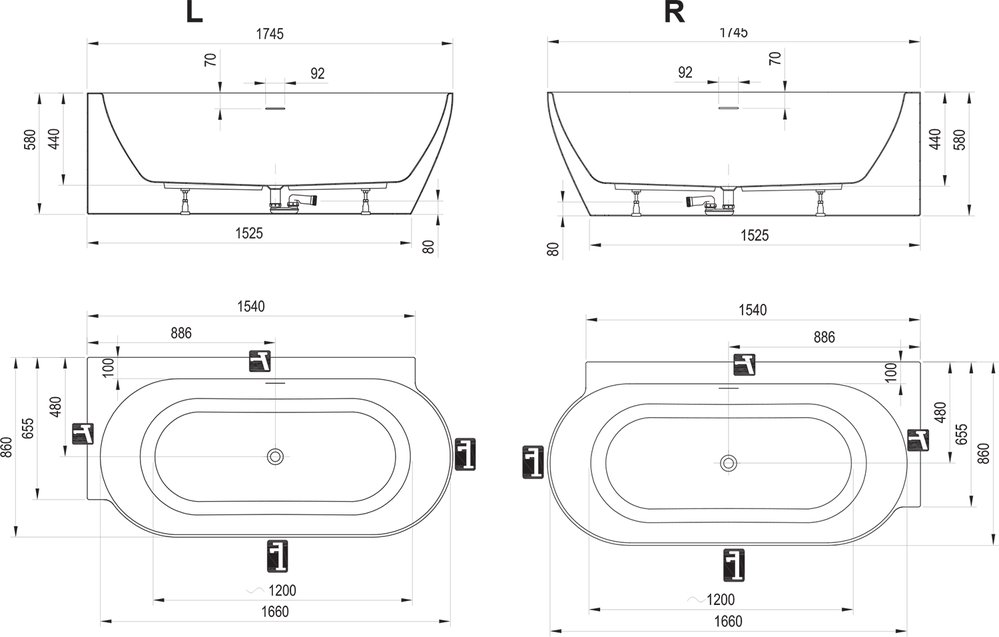 Cada de baie Freedom Corner II Tec