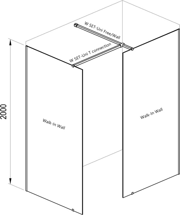 Cabina de duș Walk-in, model Double Wall