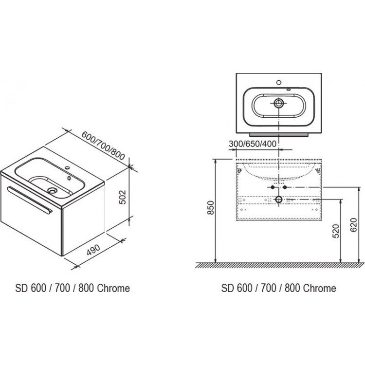 Mobilier chiuveta SDU 800 Chrome alb/alb